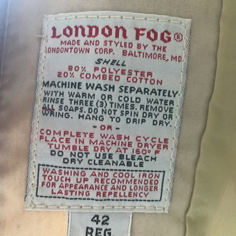Tan London Fog coat for men.